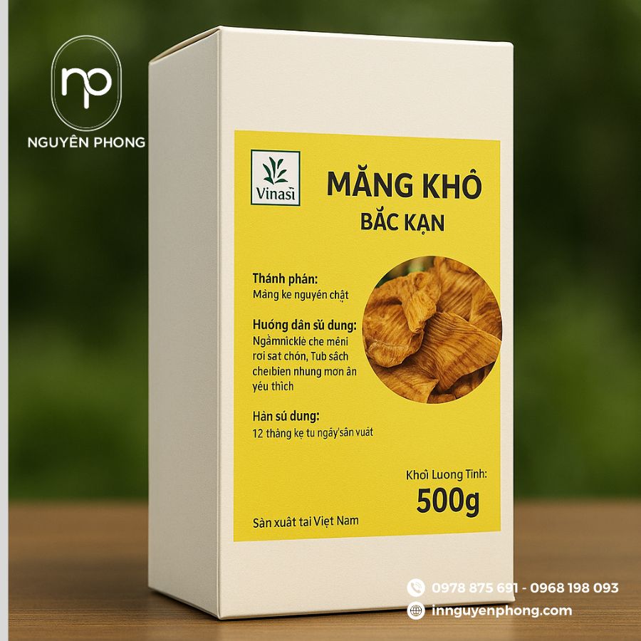 In hộp giấy đựng măng khô đẹp